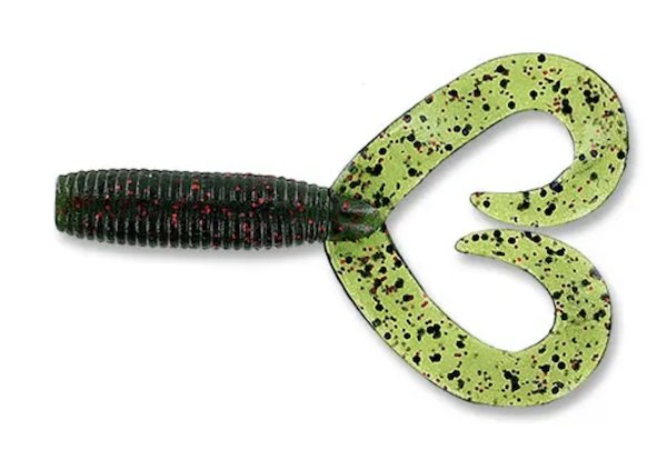 GSM Outdoors 4in Double Tail Grub Watermelon Black Red Flake 20 Pack