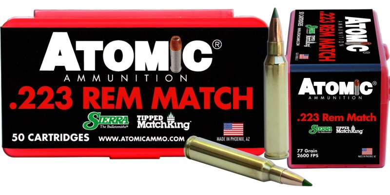 Atomic Ammunition 00452 Rifle Match 223Rem 77gr Tipped MatchKing 50/Box