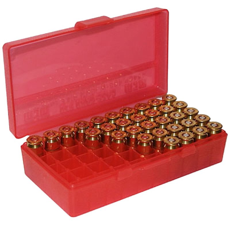 MTM Molded Products P50-45-29 Ammo Box 50 Rounds Polymer Clear Red
