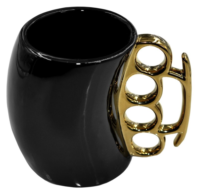 Camp Chef CBGM1026 Brass Knuckle Mug Black Gold Ceramic