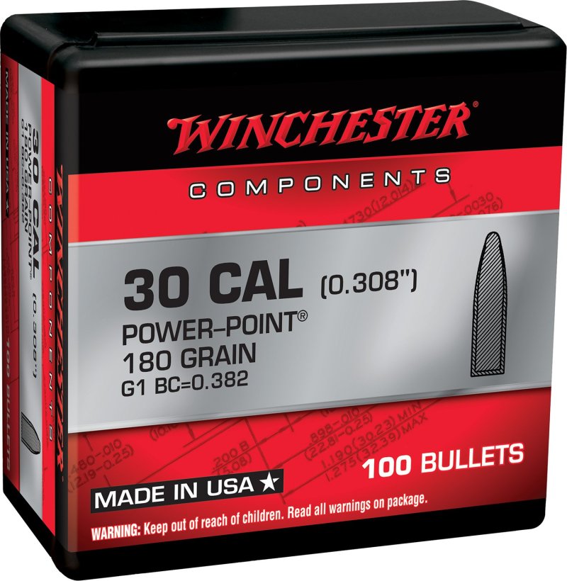 Winchester .308 180 gr Power-Point Bullets - Reloading Ammo