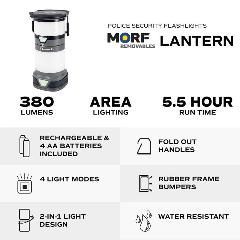Police Security 98971 MORF Lantern 350 Lumens Rechargeable & 4AA