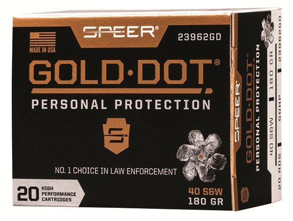 Speer 23962GD Gold Dot 40 S&W 180gr Hollow Point 20 Rounds Box
