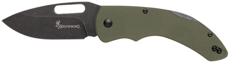 Browning 3220506 Hidden Hollow EDC 3" D2 Steel Folding Knife OD Green Handle