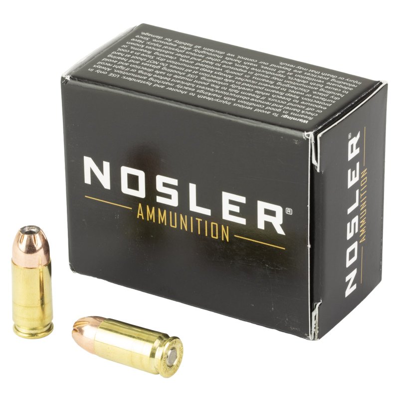 Nosler 51290 9mm Luger 147 Grain JHP 20 Rounds Brass Case