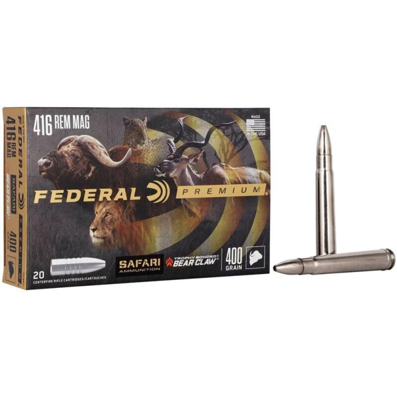 Federal Premium P416RT1 416 Rem Mag 400 Grain Trophy Bonded Bear Claw