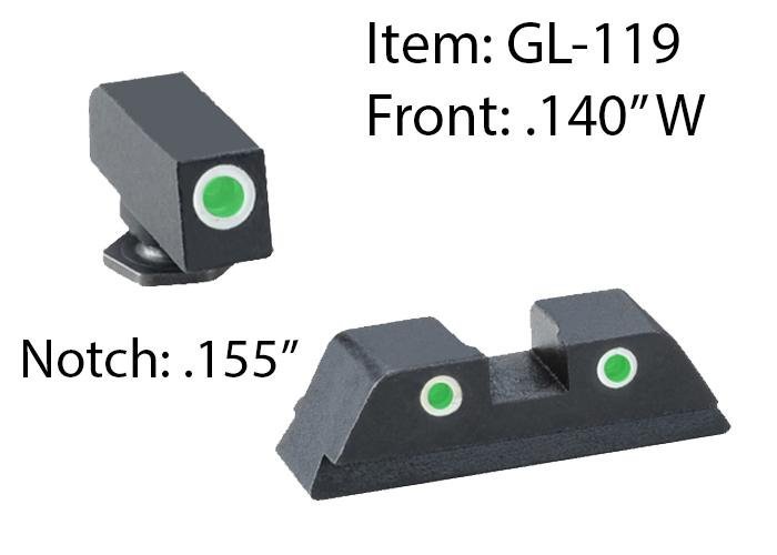 AmeriGlo Classic 3 Dot White Outline Front/Rear Night Sight Set (GL-119)