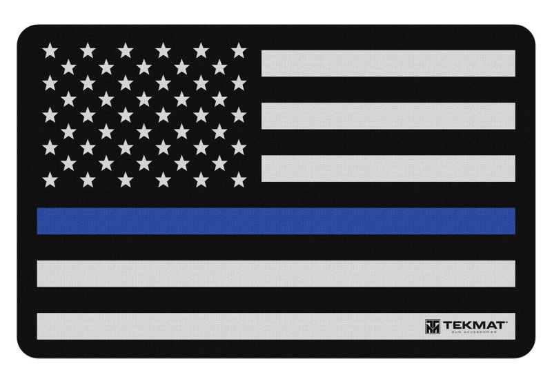 TEKMAT TEKR17POLICE 11x17 In 1/8in Padded Rubber Mat Blue Line Flag