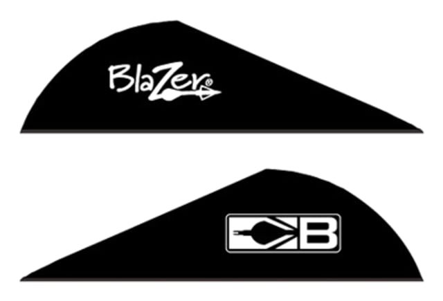 Bohning Blazer Vanes Black 100 pk. Universal vane for any broadhead, crossbows, and 3D archery. 2" length, .6" height, 6 grains. Model: 10832BK2.