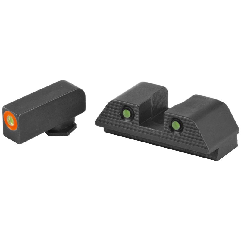 AmeriGlo TrooperSightFits Glock Gen5 1719Grn Trit with Orng Outln Front