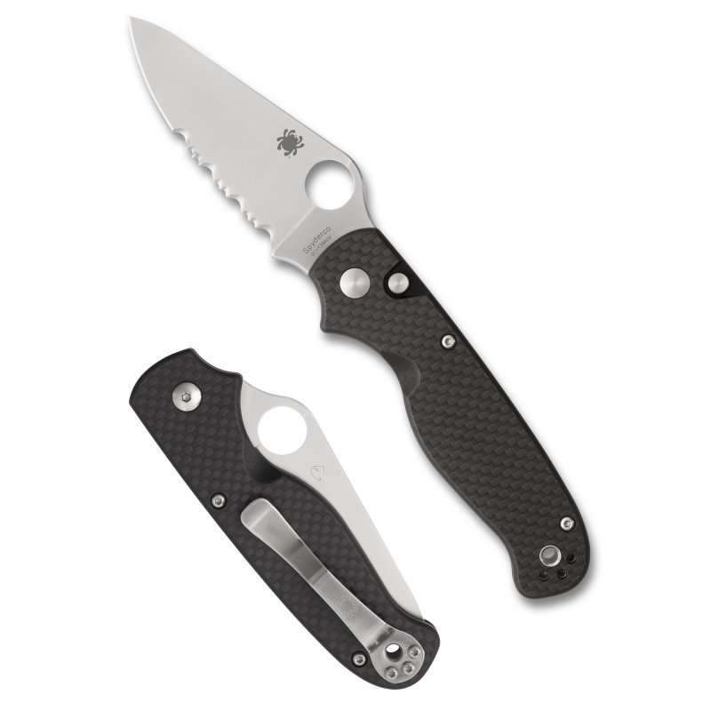 Spyderco ButtonUp Carbon Fiber Folding Knife 3.27" Clip Point Blade 7.5"