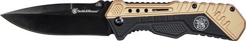 Smith & Wesson 1084303 Knife 3.5 In Black Blade Black/FDE Handle