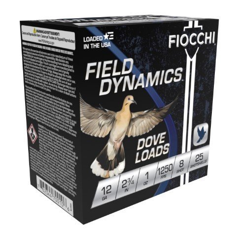 Fiocchi 12GT8 Field Dynamics Dove & Quail 12ga 2.75" 1oz 8 Shot 25 Rounds