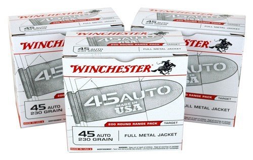 Winchester USA 45 ACP 230GR FMJ-RN 600RD CASE LOT
