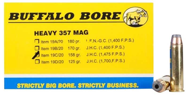 Buffalo Bore 19C20 .357 Mag 158gr JHP Ammo 20 Rounds