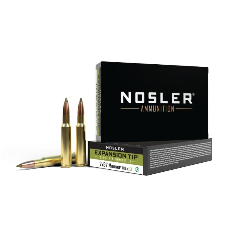 Nosler 7x57mm Mauser E-Tip 140 Grain, 20 Rounds, Brass Cased Centerfire Rifle Ammunition