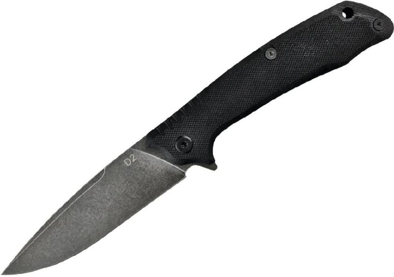 ABKT AB026B 3.5 In Blade Stonewashed, 4.5 In Closed Black G10