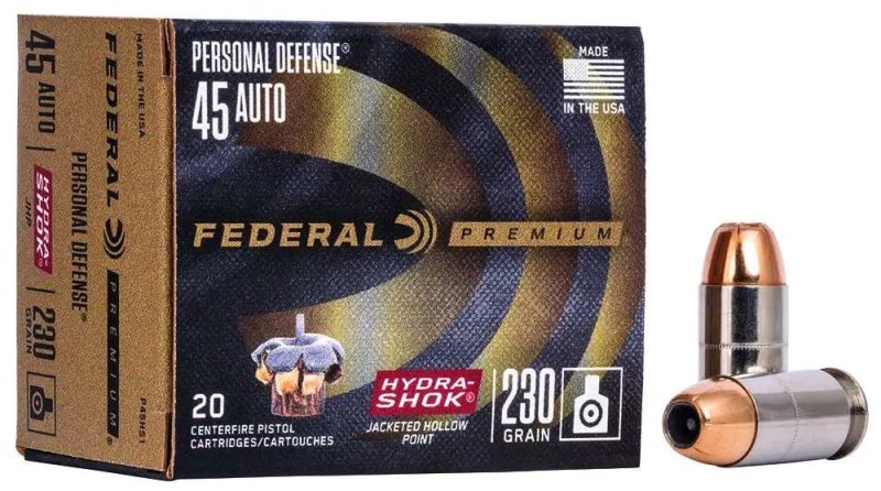 Federal Premium Personal Defense 45 ACP Hydra-Shok Jacketed Hollow Point