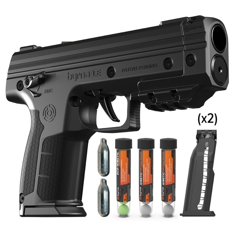 Byrna Technologies LK668300-2-BLK LE Kinetic Kit .68 Caliber 5 + 1 Black Uses Standard 12 gram CO2 Kinetic|Inert Balls LK68300-2-BLK | .68 CAL