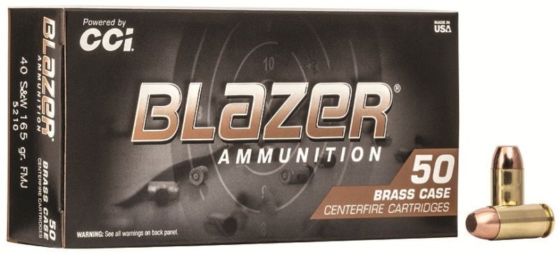 CCI Blazer Brass 40 S&W 165 Grain FMJ Ammo 50 Round Box