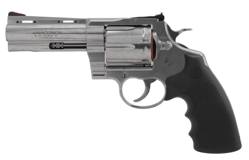2021 Colt Anaconda Revolver: Stainless Steel, .44 Magnum, 6-Round Capacity, 4.25" Barrel, Hogue Overmolded Grip, Semi-Bright Finish