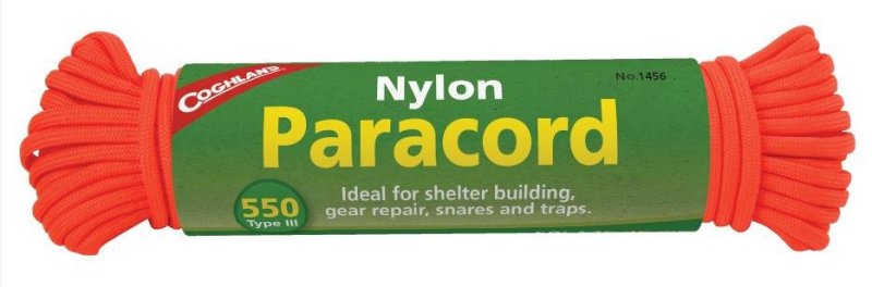 COGHLAN'S Paracord 50ft Neon Orange Type III 550 Commercial Grade