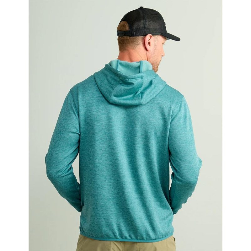 Huk H1300093-540-S Performance Fleece Hoodie Storm Blue Heather Small
