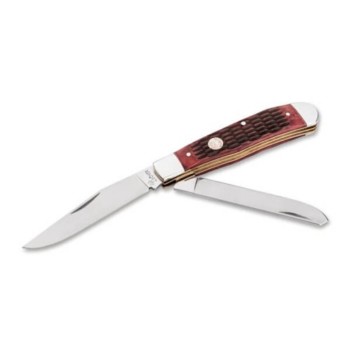 Boker TS 2.0 1095 Carbon Steel Trapper Jigged Brown Bone