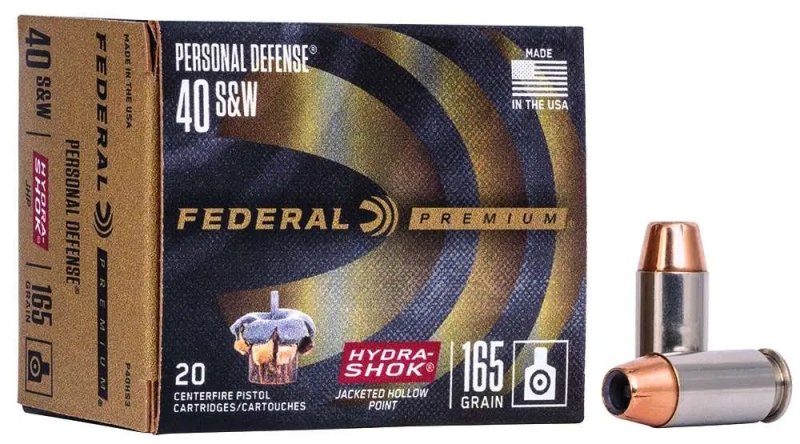 Federal P40HS3 40 S&W 165 Grain Hydra-Shok JHP 20 Rounds per Box