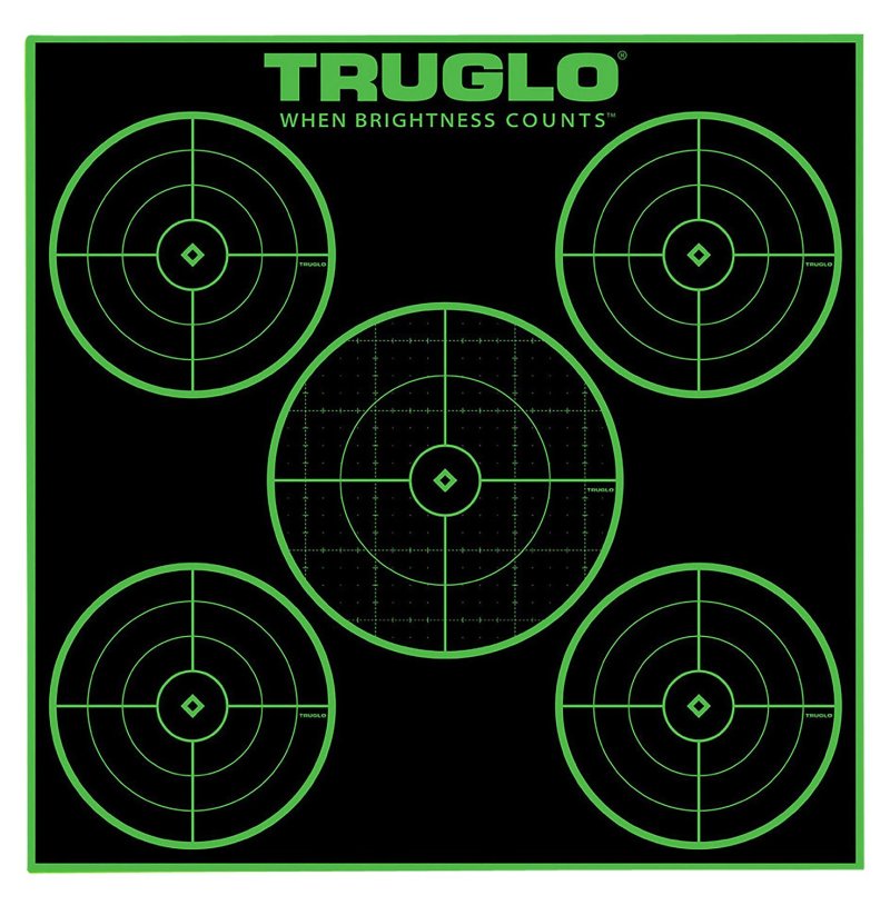 TruGlo TG11A25 Tru-See 5-Bullseye Self-Adhesive Targets 12"x12" 25 Pack