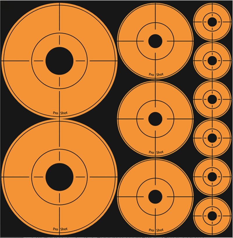 Pro-Shot ASSORTEDDOT Peel & Stick Target Dots Black/Orange 10 Pack
