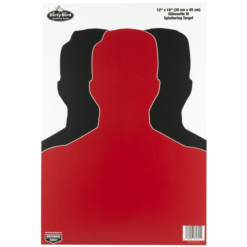 Birchwood Casey Dirty Bird Silhouette III Tagboard Hanging Pistol 12" x 18" Black/Red 8 Per Pkg (35708)