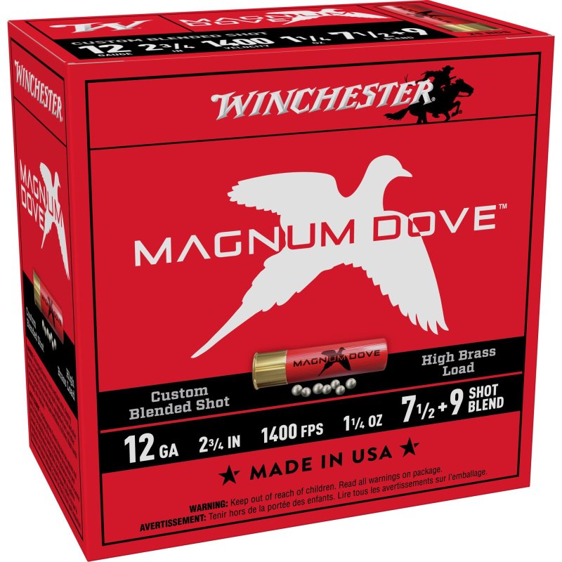 Winchester Magnum Dove Shotshells 12 ga 2-3/4 1-1/4 oz 1400 fps #7.5 & #9 25/rds