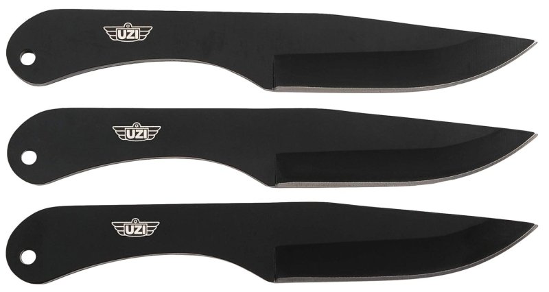UZI Throwing Knives IV, 8.25" Stainless Steel Blades, Leather Pouch