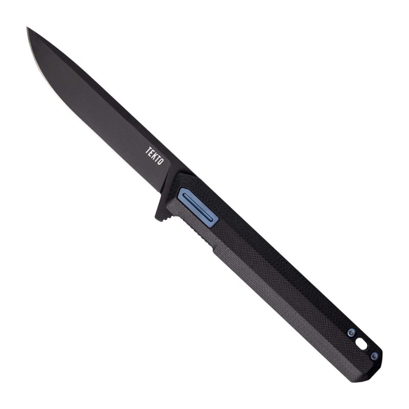 Tekto Gear F2 Bravo Black G10 Handle Blue Ti Accents D2 Blade