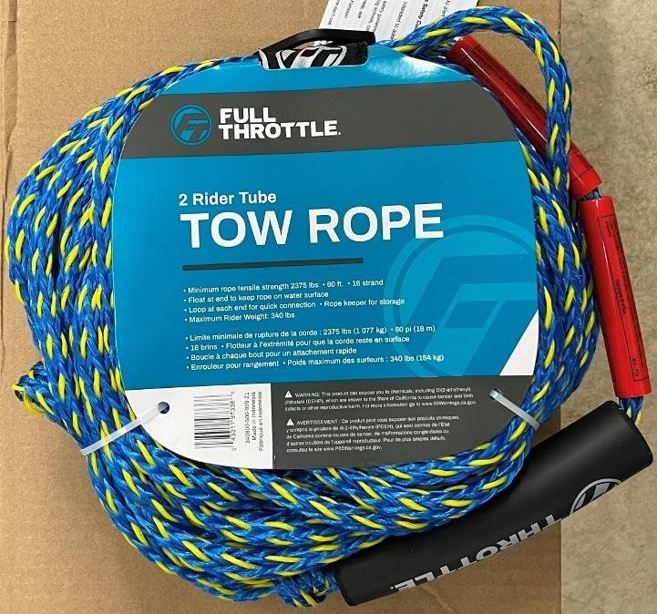 Kent Cartridge 340800 60ft 16 Strand Tow Rope - 2 Rider