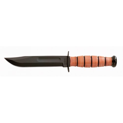 KA-BAR 1251 Short Utility Knife 5.25" 1095 Cro-Van Leather Handle