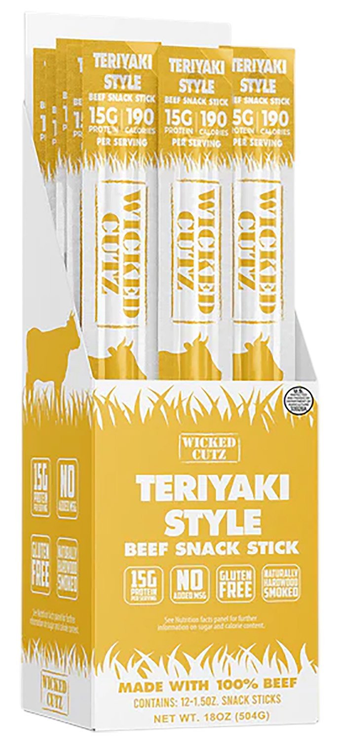 WICKED WCBS12TY Teriyaki Beef Sticks 12-Pack Snack Sticks