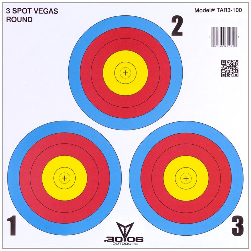 147164810110 TAR3-100 30-06 Paper Targets 3 Spot Vegas 100 Pack
