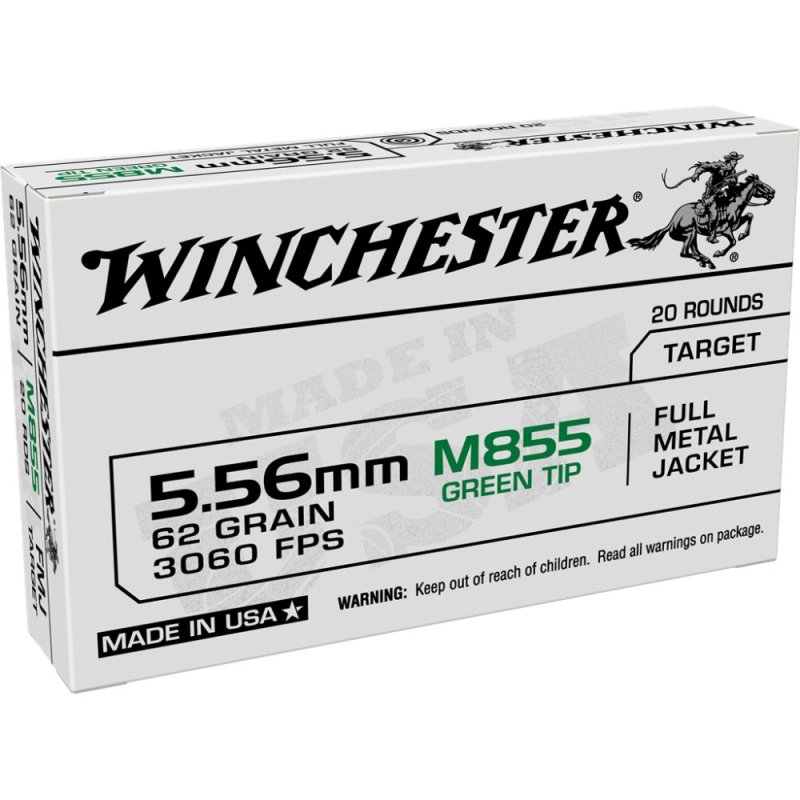 Winchester WM855K 5.56 NATO 62 Grain Full Metal Jacket 20 Rounds