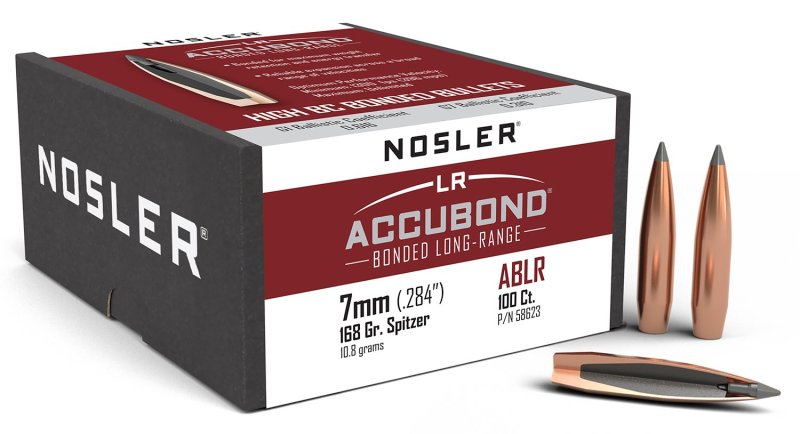 Nosler AccuBond Long Range 7mm .284 168 Gr Spitzer Point 100 Box 58623