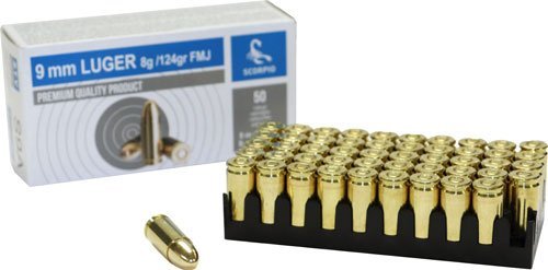 Scorpio S9A 9mm Luger 124 Grain Full Metal Jacket 50 Rounds