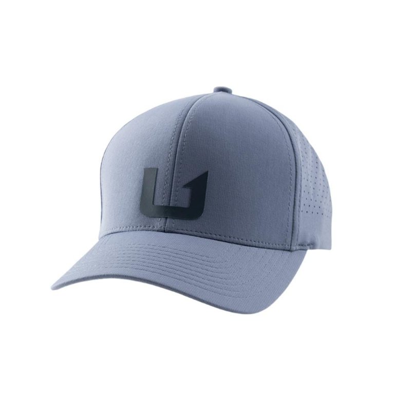 HUK Barb U 110 Performance Trucker Hat Stormy Blue Mesh Back