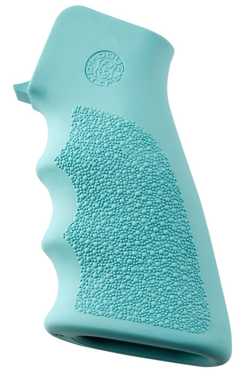 Hogue 15015 OverMolded Grip Aqua Blue Rubber with Finger Grooves AR-15
