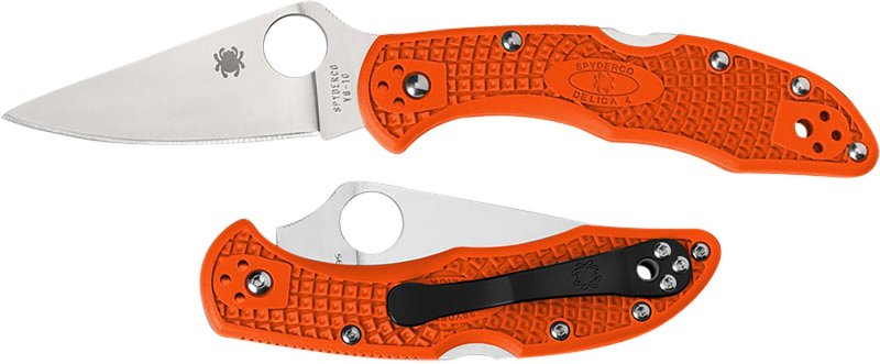 SPYDERCO Delica 4 Lightweight FRN Orange Folding Knife (C11FPOR)
