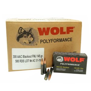 Wpa Polyformance 300 Aac Blackout Ammo - 300 Aac Blackout 145gr Full Metal Jacket Bimetal 500 Case