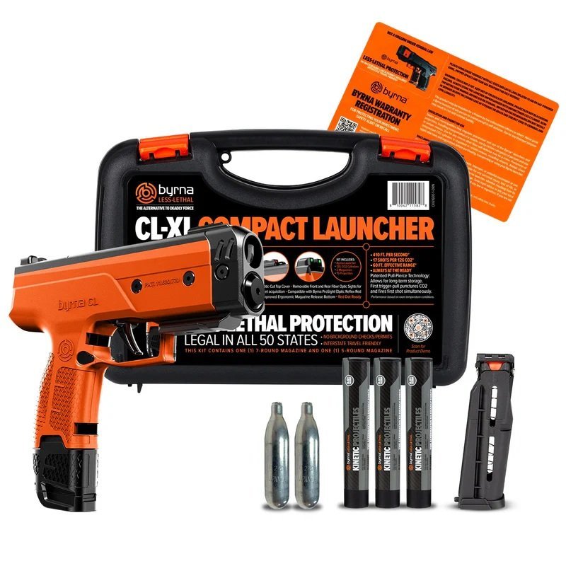 Byrna Technologies CK61600-1-ORN CL Universal Kit .61 Caliber 5 + 1 Orange Incl:(2) 12-Gram CO2 Cartidges Incl: 12g Boost Assembly (3) Kinetic 5 Pk. CK61600-1-ORN | .61 CALIBER