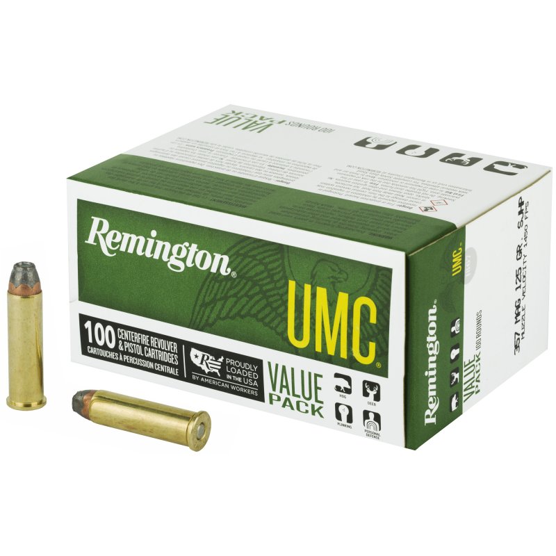 Remington R23970 UMC 357 Mag 125 gr SJHP Ammo - 100 Rounds
