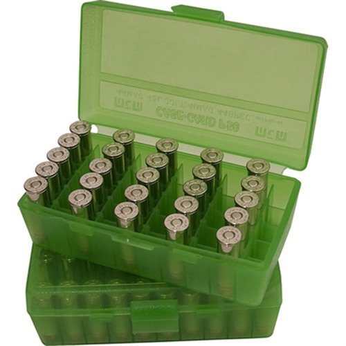 MTM P50-38 Ammo Box 50 Round Flip Top - Clear Green