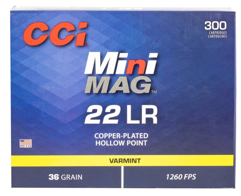 CCI Mini-Mag Varmint 22LR 36gr Hollow Point 300 Rounds 1260fps